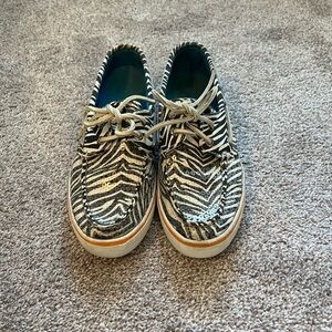 Sperry Top-Sider Sneaker Zebra Print with Clear Sequins Size 6.5